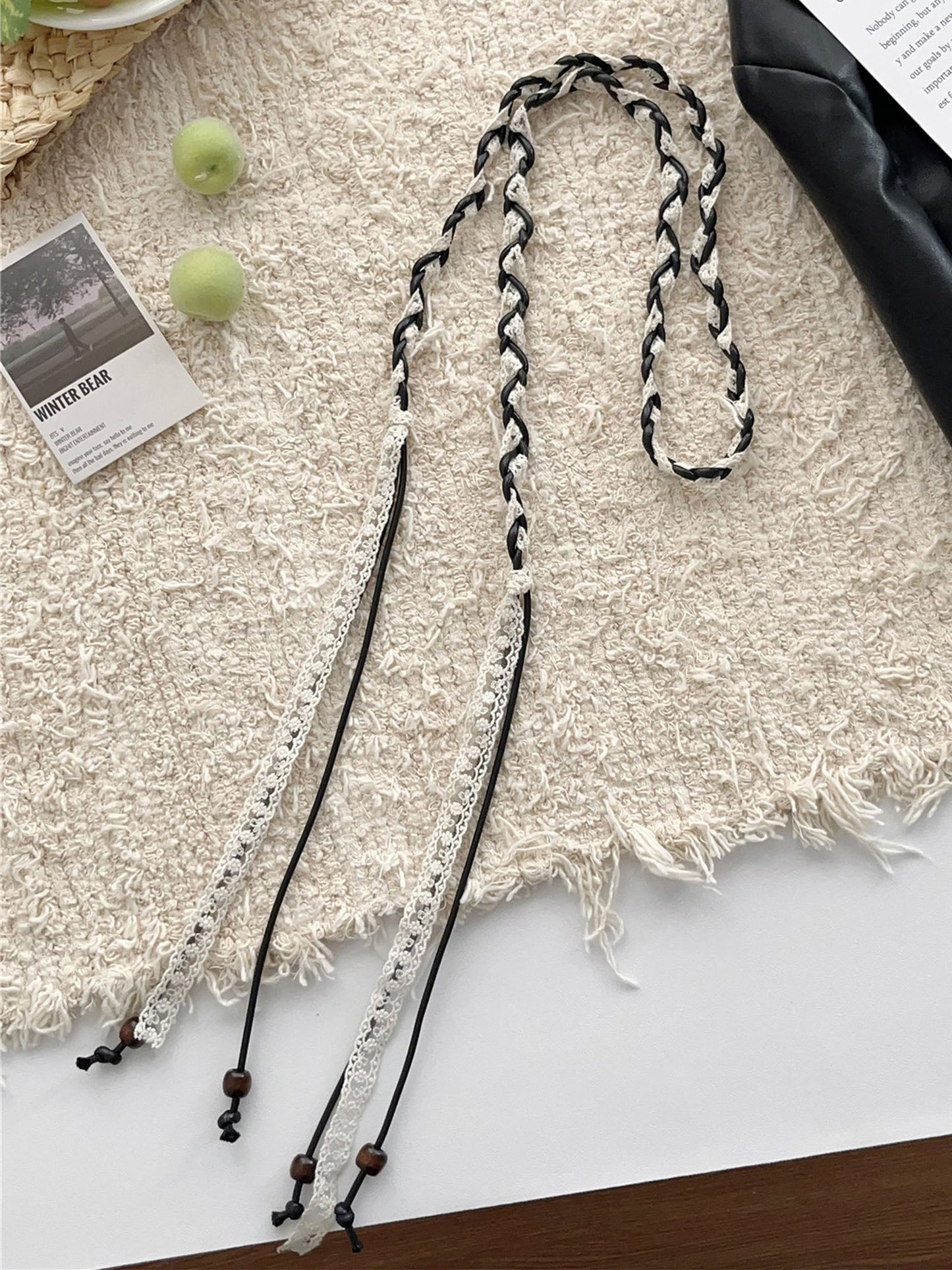 Linen Woven Belt With Fringes
