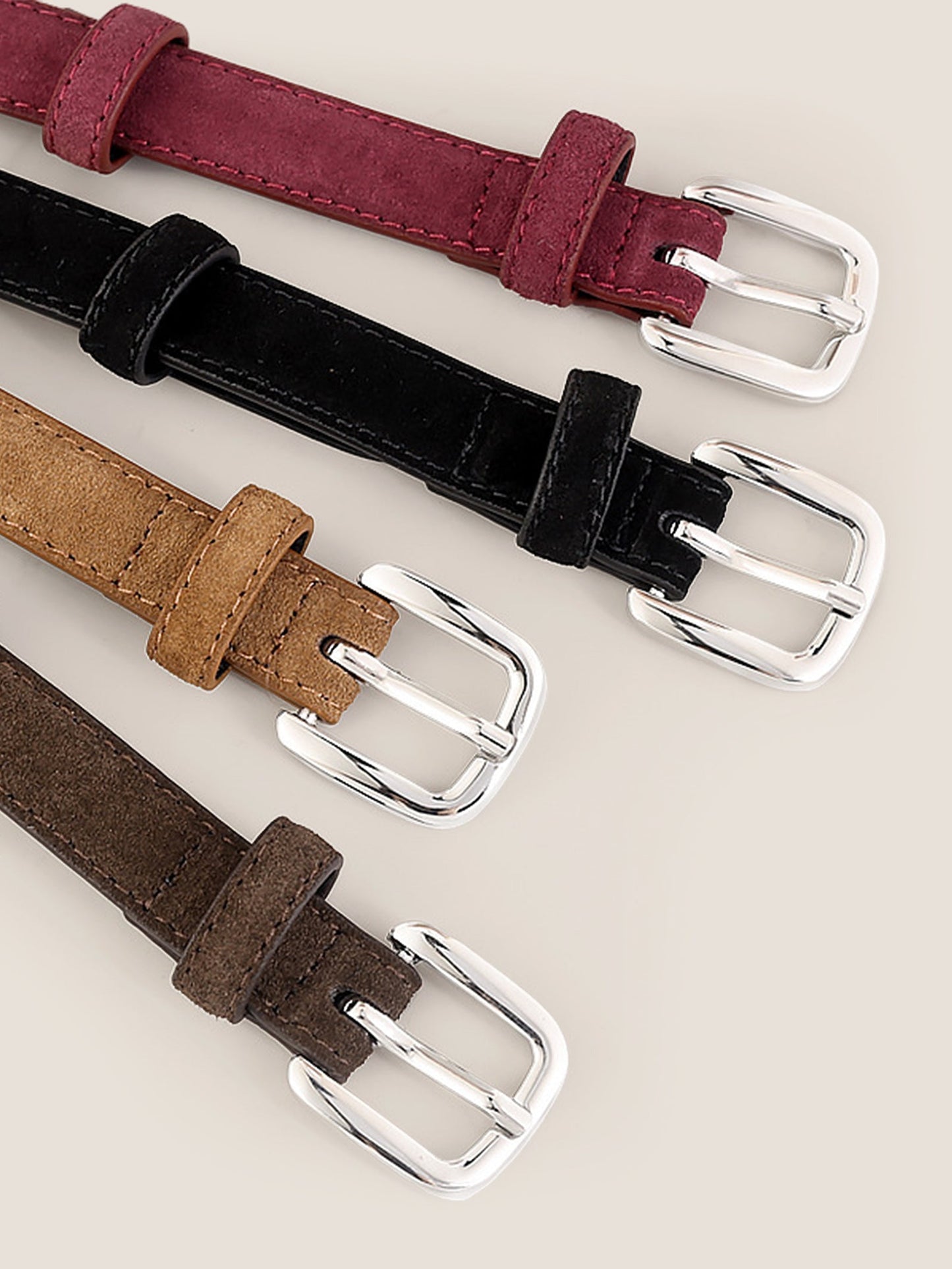 Luxury Suede Decorative Belt With Durable Alloy Buckle