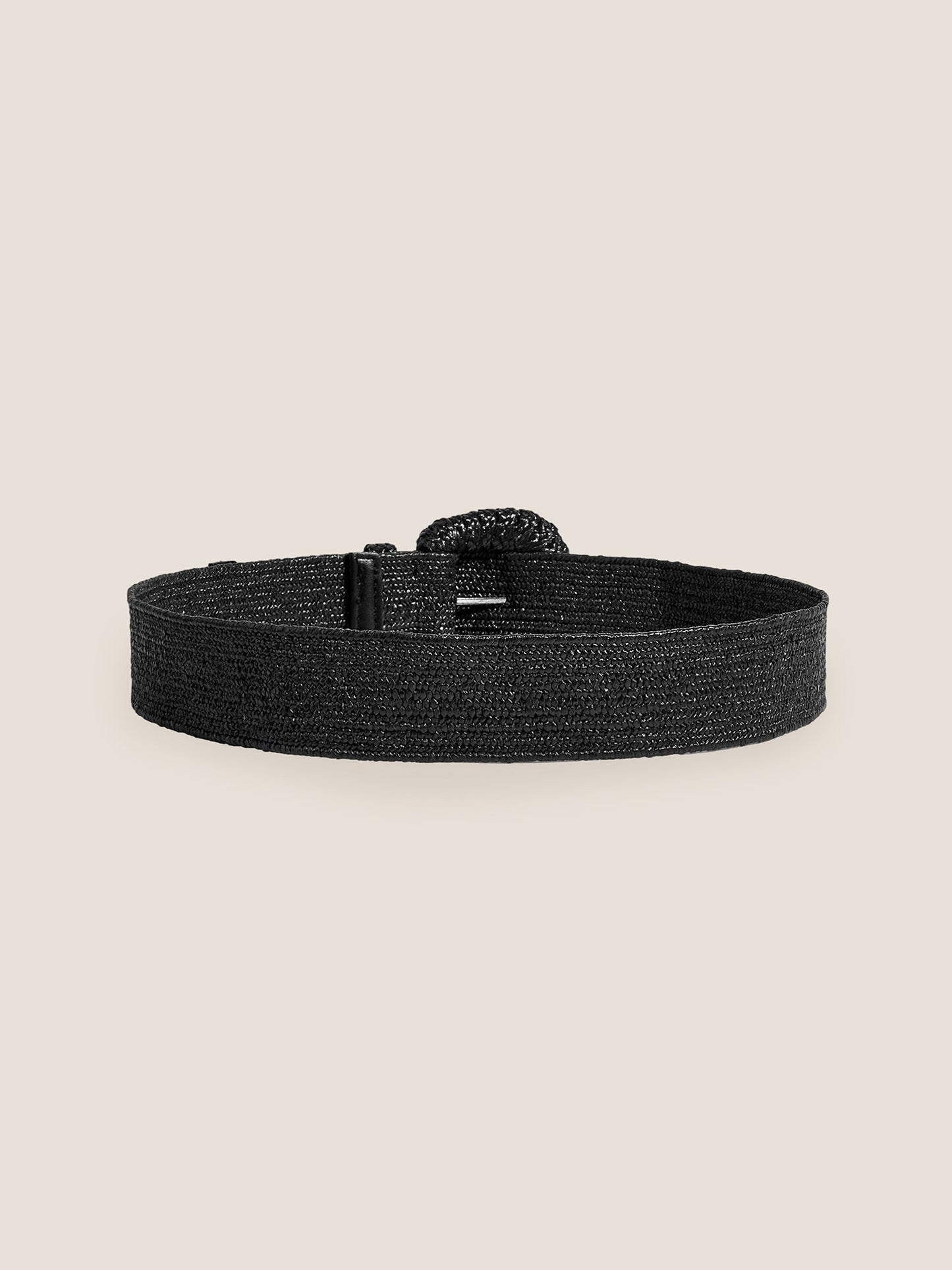 Natural Woven Straw Belt With Square Buckle