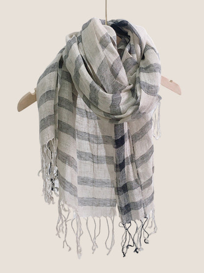 Linen Checkered Lightweight Scarf