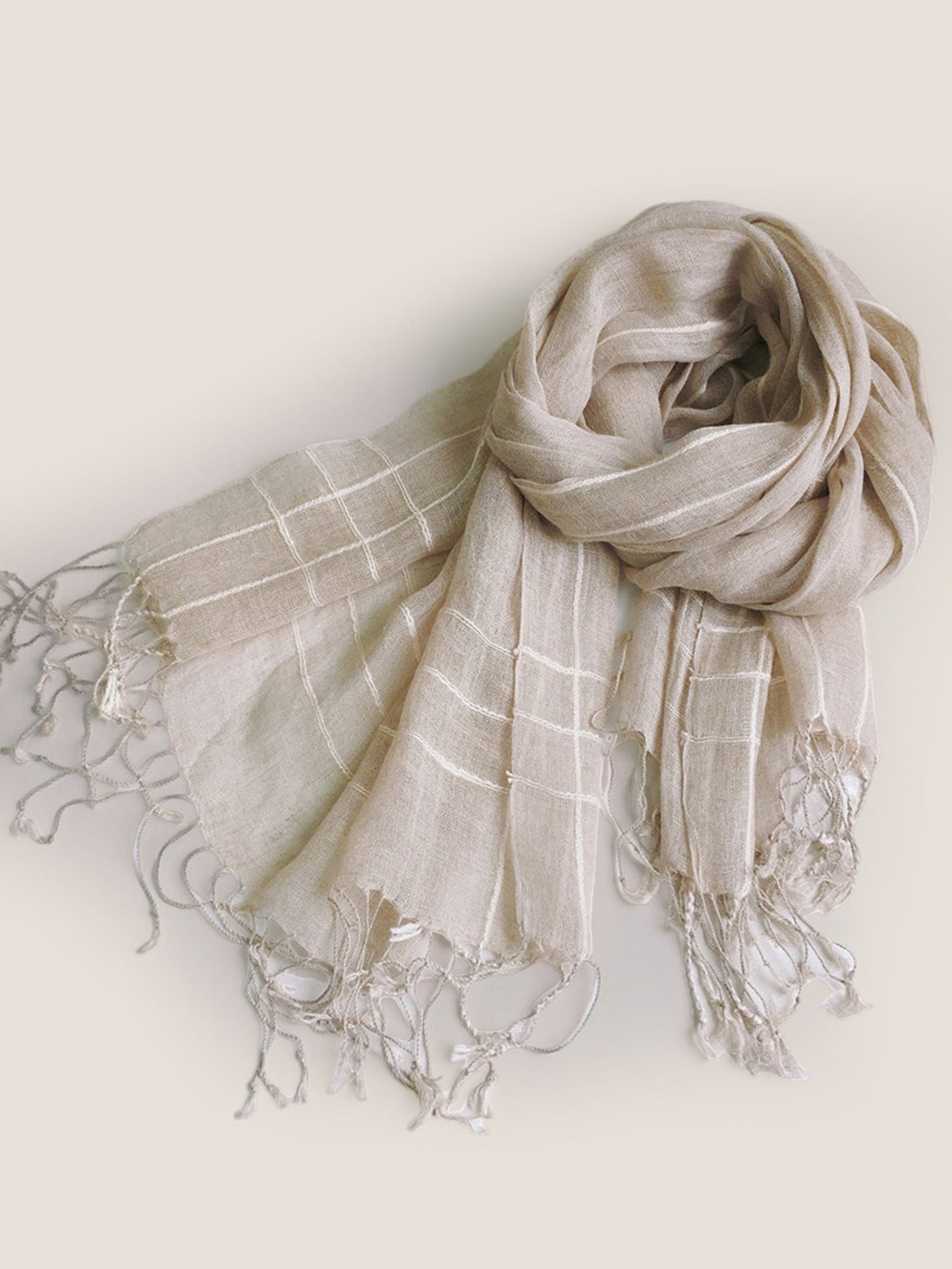Linen Checkered Lightweight Scarf