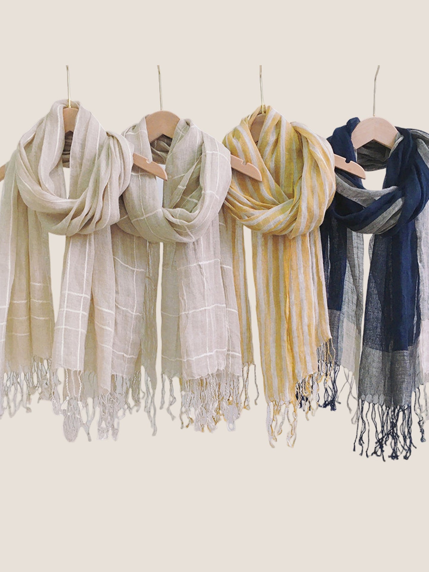 Linen Checkered Lightweight Scarf