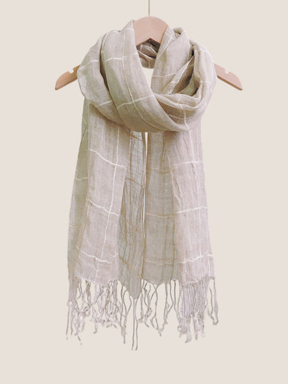 Linen Checkered Lightweight Scarf