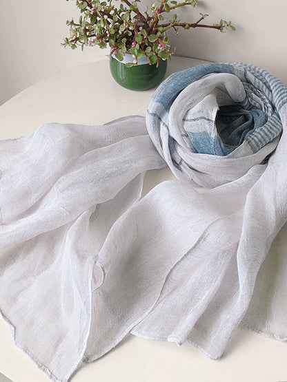 Linen Striped Color-Block Scarf