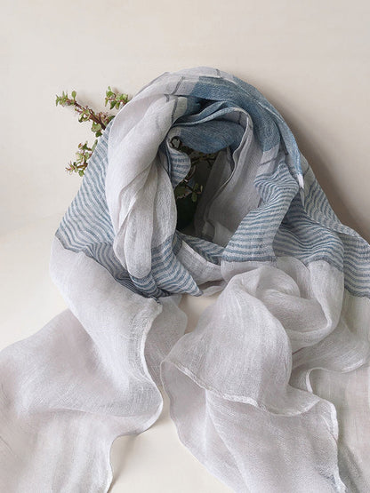Linen Striped Color-Block Scarf