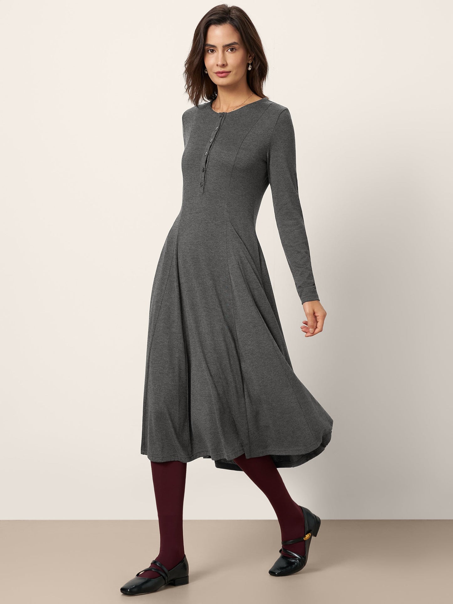Cashmere Buttoned Panel Midi Dress BREE