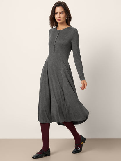 Cashmere Buttoned Panel Midi Dress BREE