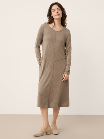 Cashmere Crew Neck Sculpted Seam A-Line Mini Dress HARLOW