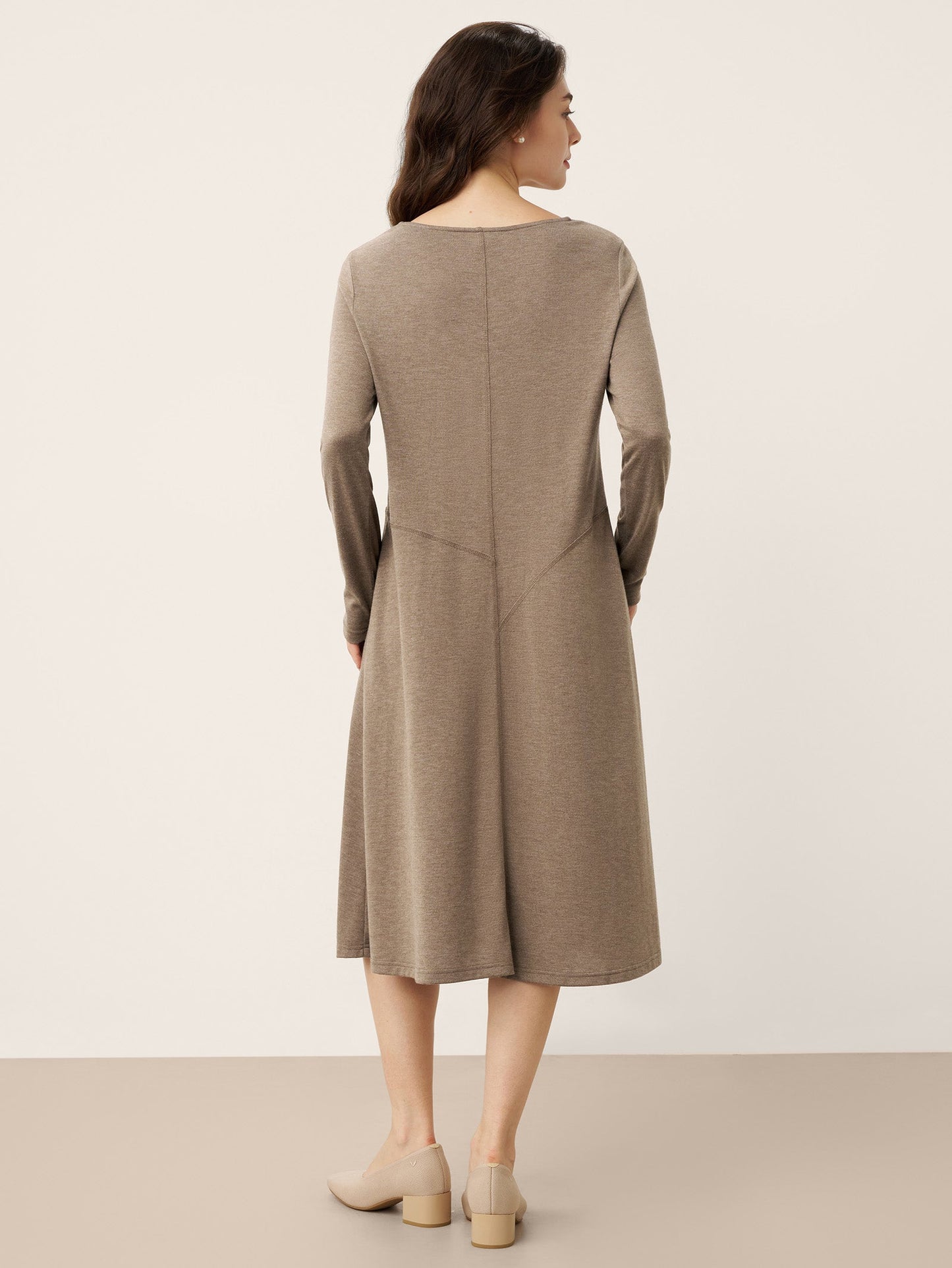 Cashmere Crew Neck Sculpted Seam A-Line Mini Dress HARLOW