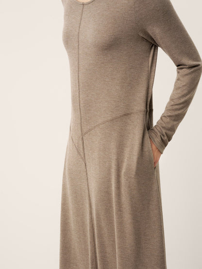 Cashmere Crew Neck Sculpted Seam A-Line Mini Dress HARLOW