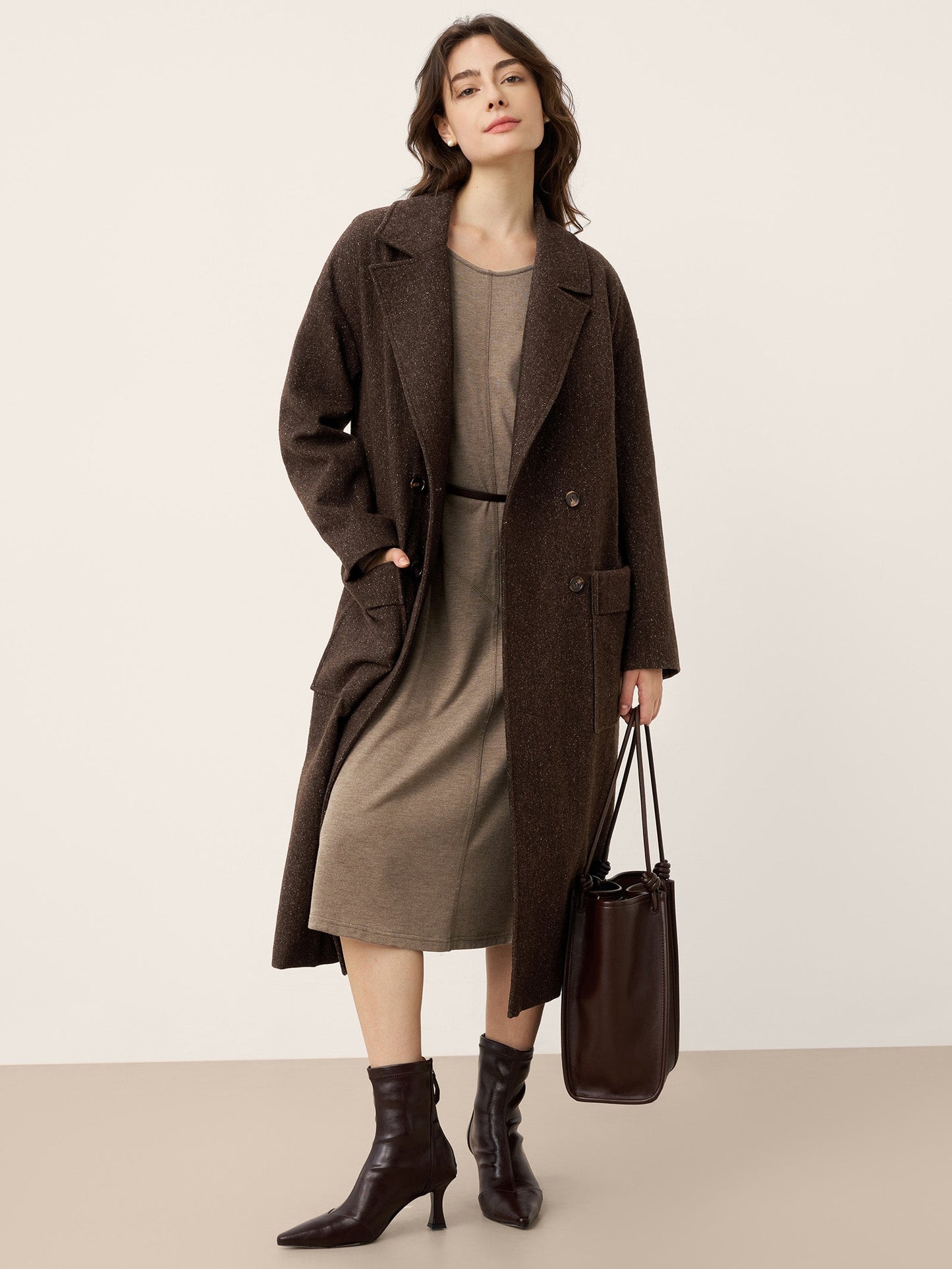 Cashmere Crew Neck Sculpted Seam A-Line Mini Dress HARLOW