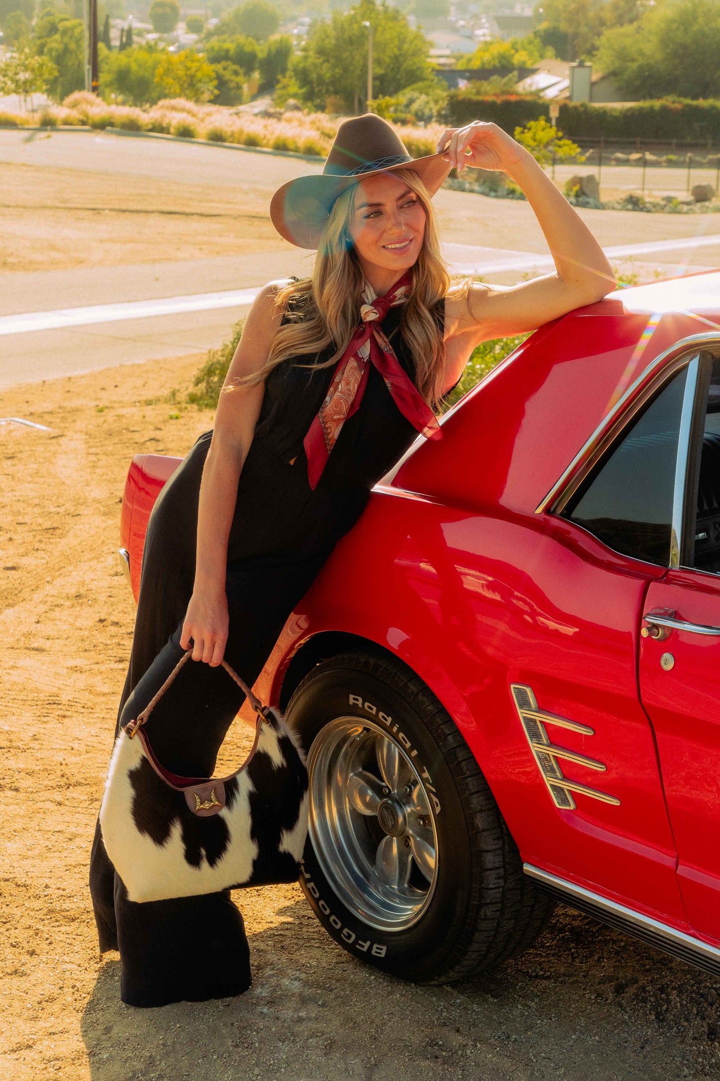 LW Medium Purse - Black & White Cowhide