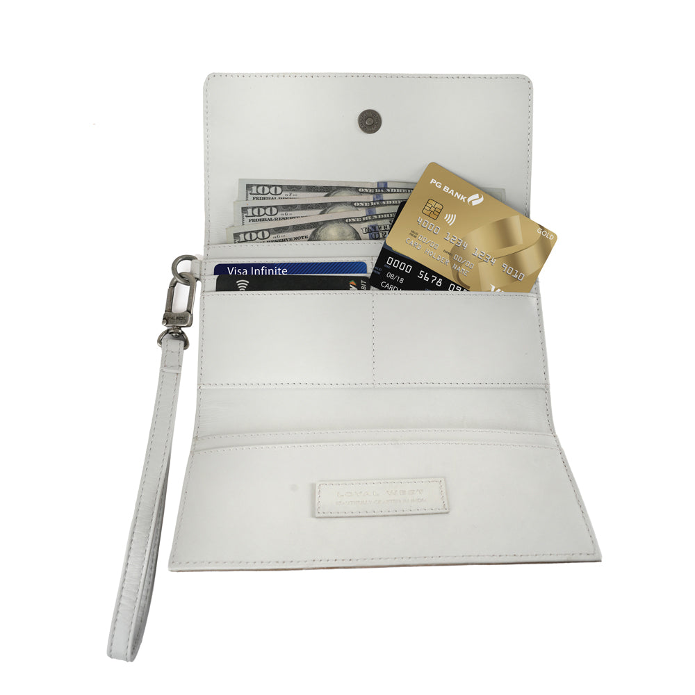 Handtooled Drover Wallet - Ivory Dust