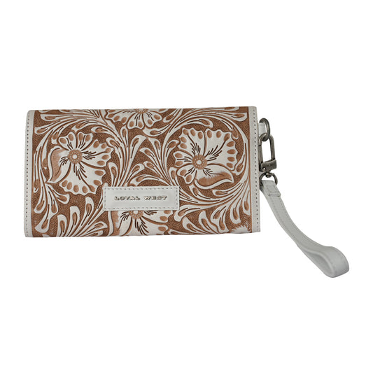 Handtooled Drover Wallet - Ivory Dust