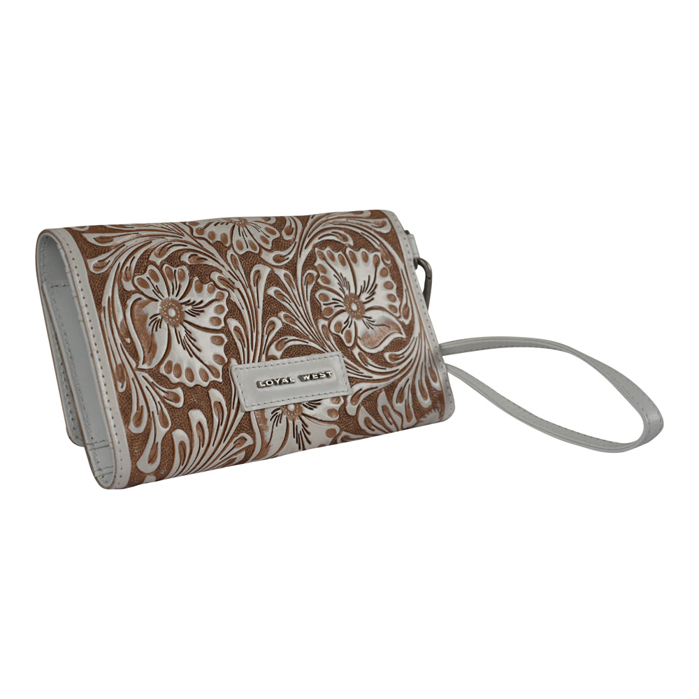 Handtooled Drover Wallet - Ivory Dust