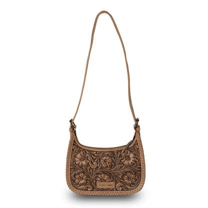 Handtooled Dannia Large Purse - Saddle Brown