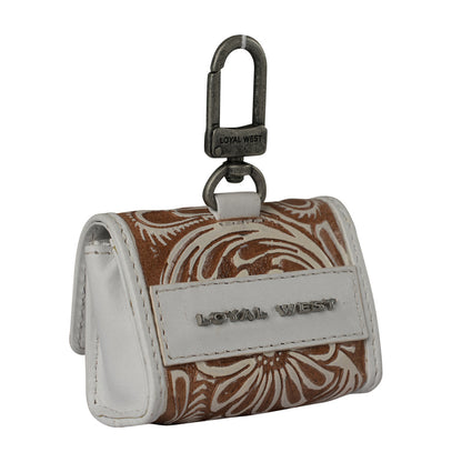 Handtooled Gloriana Clip-On Bag Charm - Ivory Dust