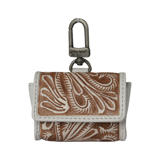 Handtooled Gloriana Clip-On Bag Charm - Ivory Dust