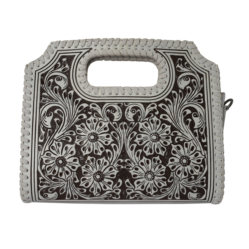 Handtooled Alma Medium Handbag - Ivory Dust