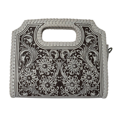 Handtooled Alma Medium Handbag - Ivory Dust