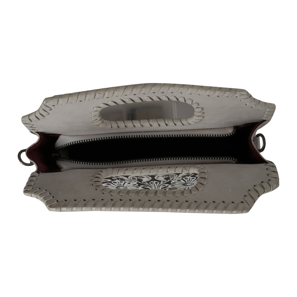 Handtooled Alma Medium Handbag - Ivory Dust