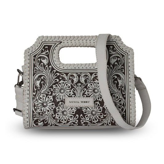 Handtooled Alma Medium Handbag - Ivory Dust