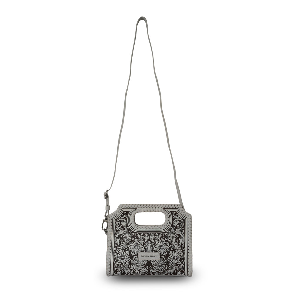 Handtooled Alma Medium Handbag - Ivory Dust