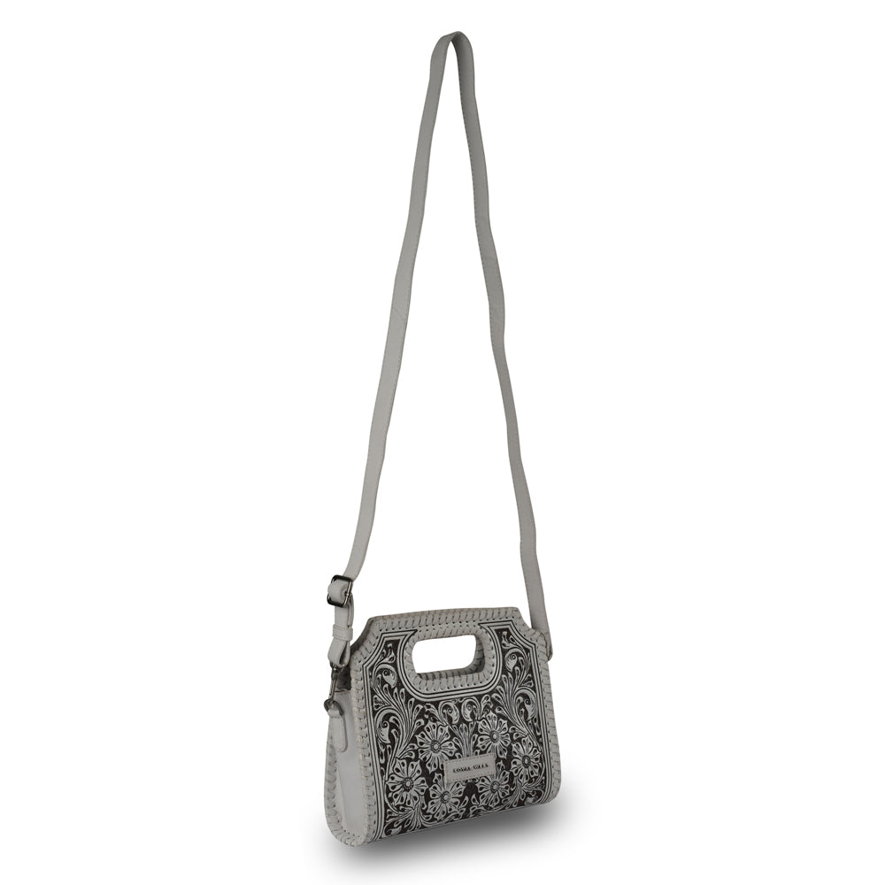 Handtooled Alma Medium Handbag - Ivory Dust