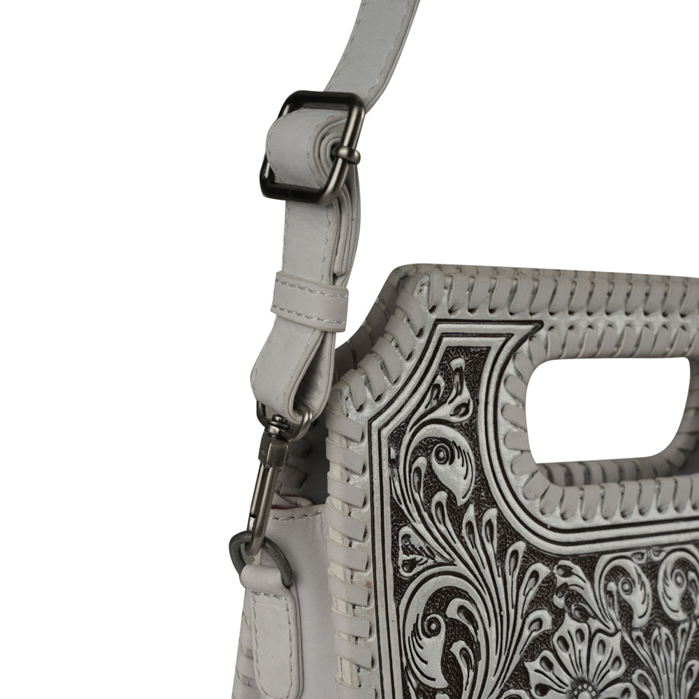 Handtooled Alma Medium Handbag - Ivory Dust