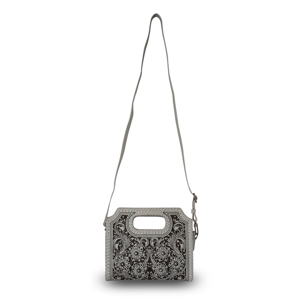 Handtooled Alma Medium Handbag - Ivory Dust