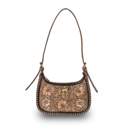 Handtooled Dannia Medium Purse - Distressed Brown