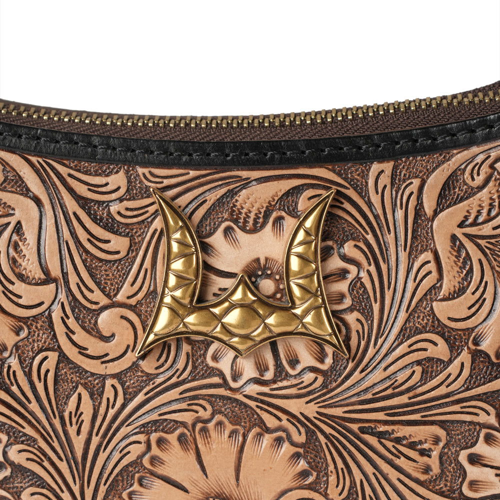 Handtooled Dannia Medium Purse - Distressed Brown