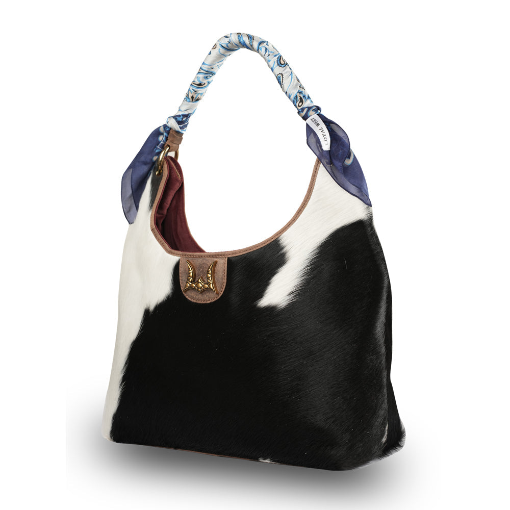 LW Medium Purse - Black & White Cowhide