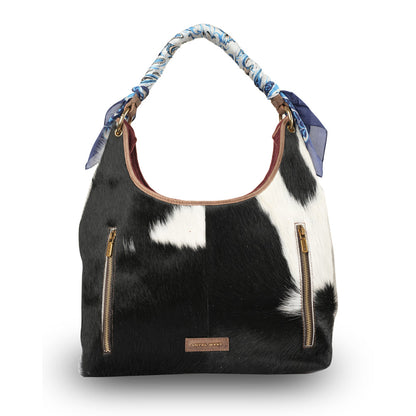 LW Medium Purse - Black & White Cowhide