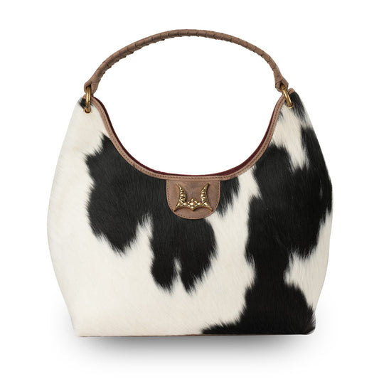 LW Medium Purse - Black & White Cowhide
