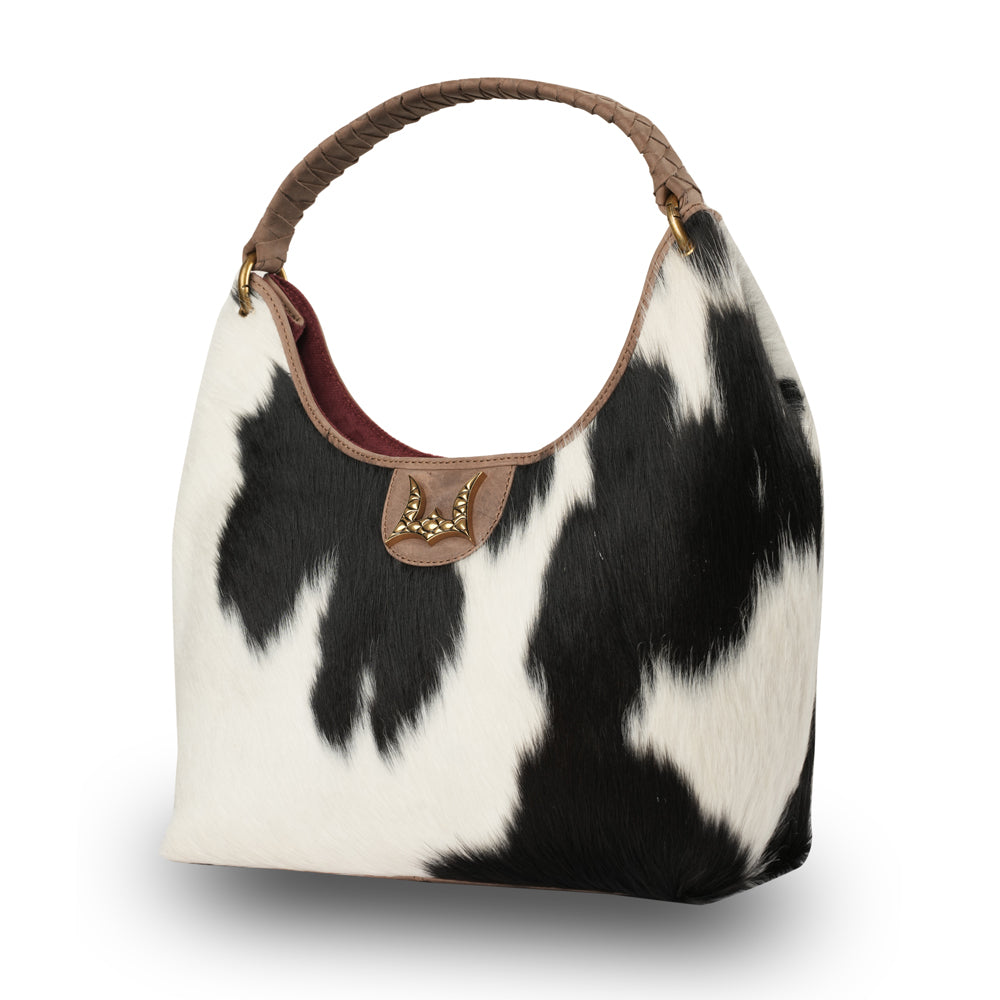 LW Medium Purse - Black & White Cowhide