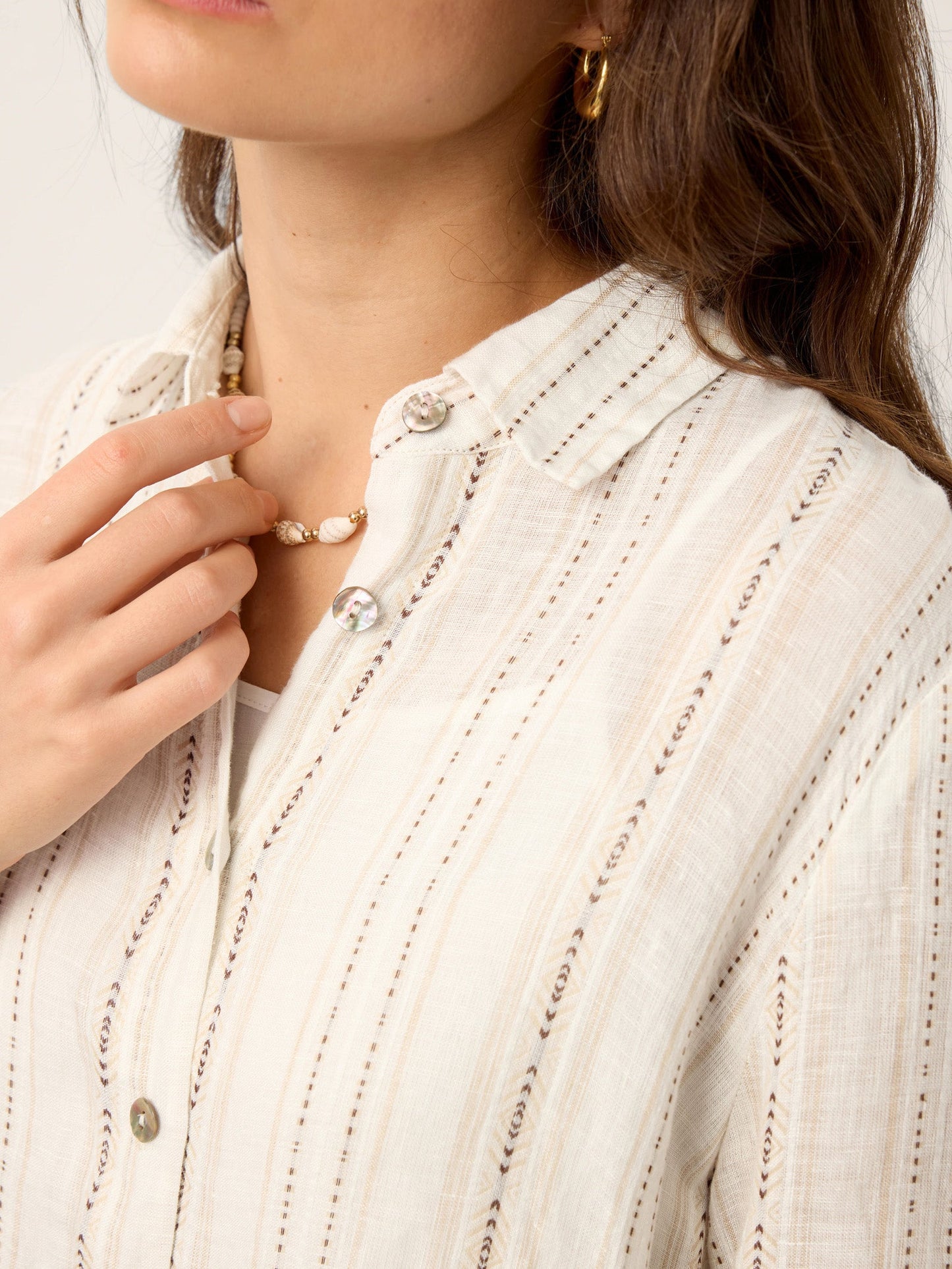 Linen Striped Tab-Sleeve Bohemia Shirt Dress BLYTHE