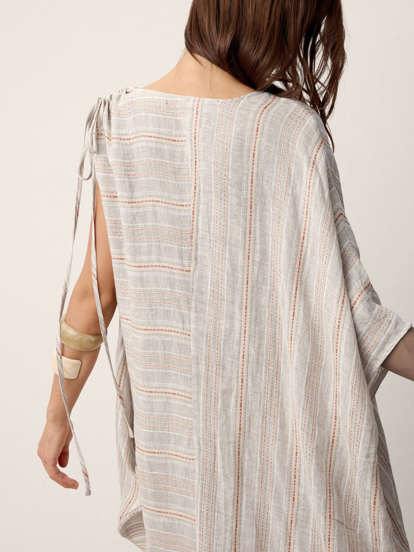 Linen Asymmetric Drawstring Midi Dress NADIA