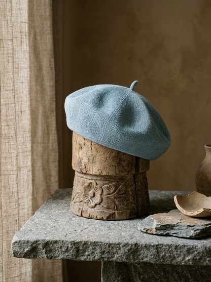 Linen Knit Beret Hat for Women Lightweight Breathable Summer Artist Cap