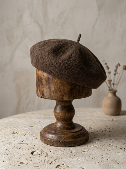 Linen Knit Beret Hat for Women Lightweight Breathable Summer Artist Cap