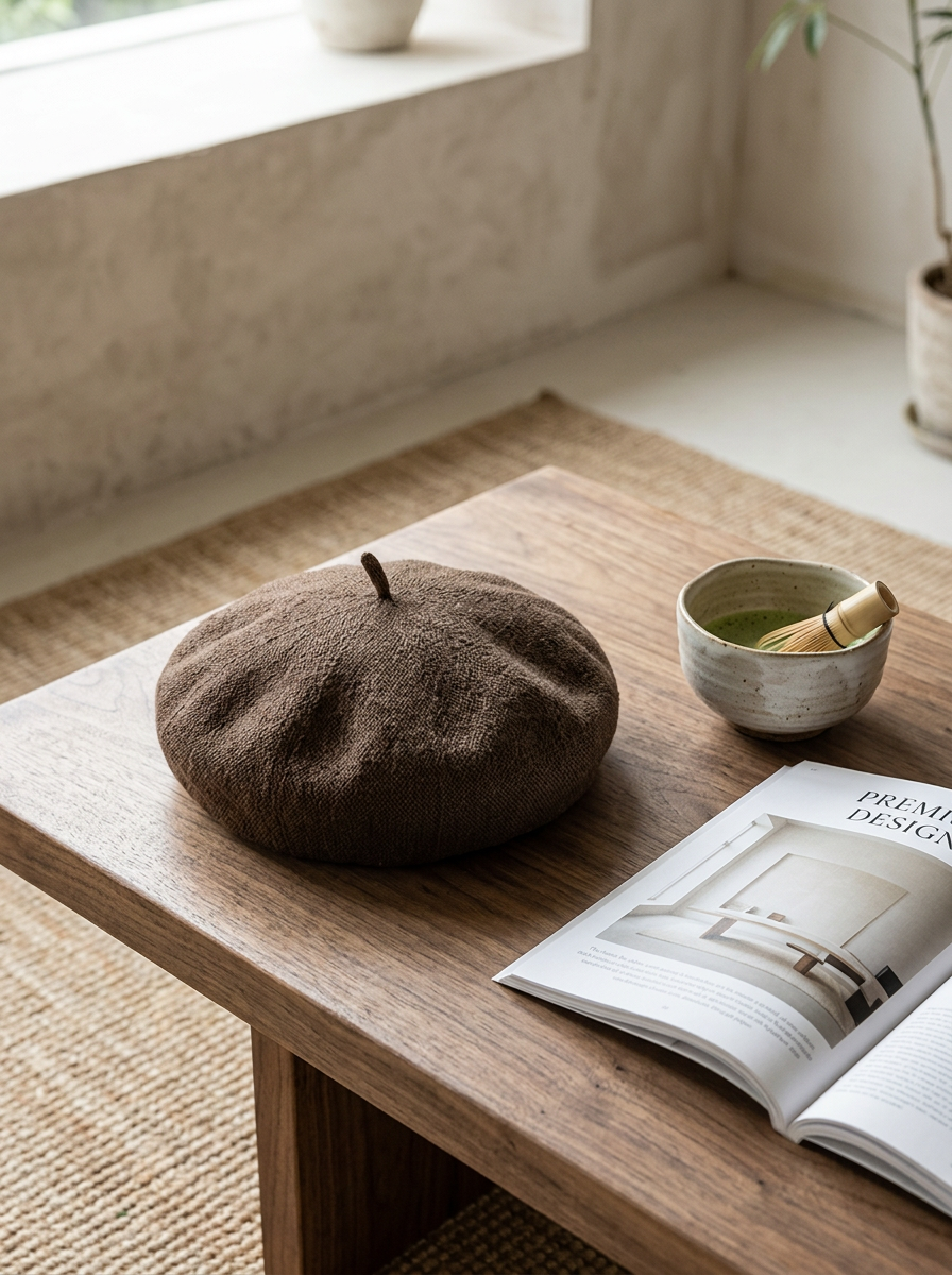 Linen Knit Beret Hat for Women Lightweight Breathable Summer Artist Cap