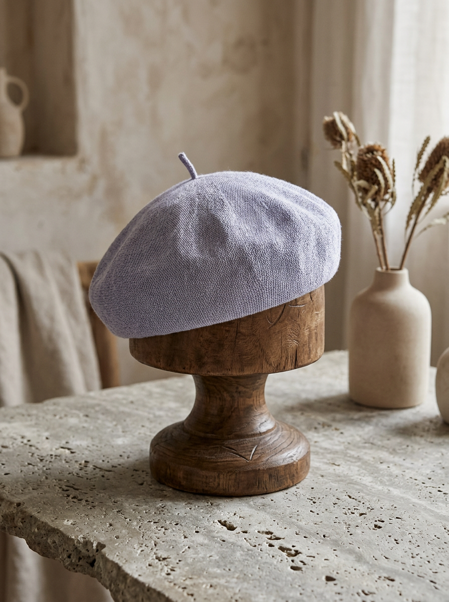 Linen Knit Beret Hat for Women Lightweight Breathable Summer Artist Cap