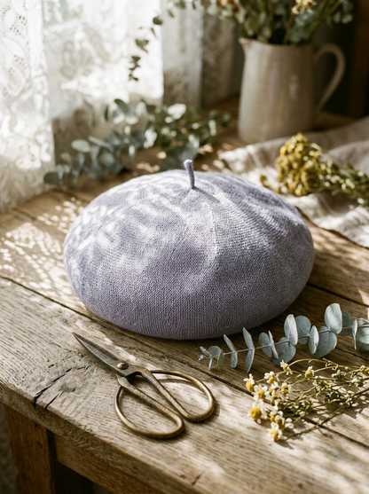 Linen Knit Beret Hat for Women Lightweight Breathable Summer Artist Cap