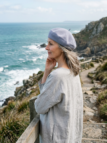 Linen Knit Beret Hat for Women Lightweight Breathable Summer Artist Cap