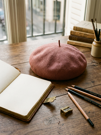 Linen Knit Beret Hat for Women Lightweight Breathable Summer Artist Cap