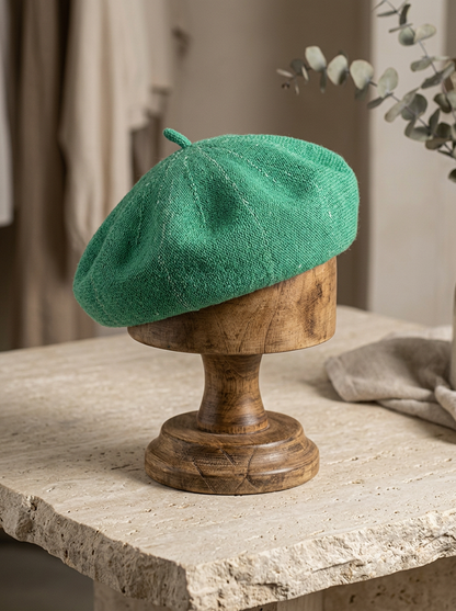 Linen Knit Beret Hat for Women Lightweight Breathable Summer Artist Cap