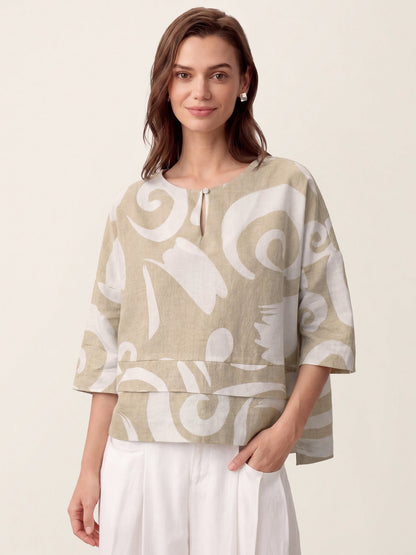 Linen Layered Asymmetric Top NOREEN
