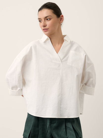 Linen Oversized Fit Pocket Shirt ELOWEN