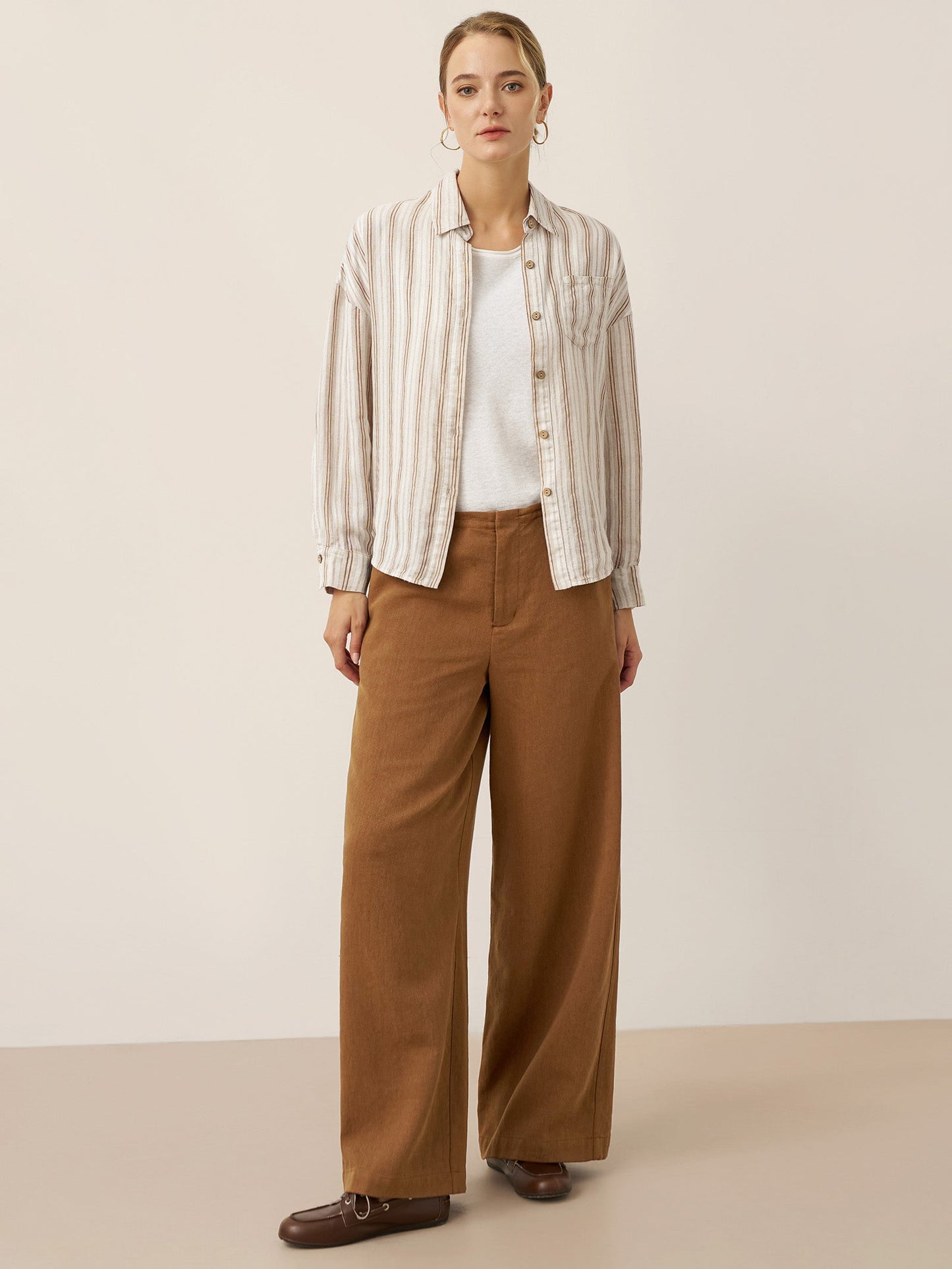 Linen Striped Drop Shoulder Shirt KENNEDY