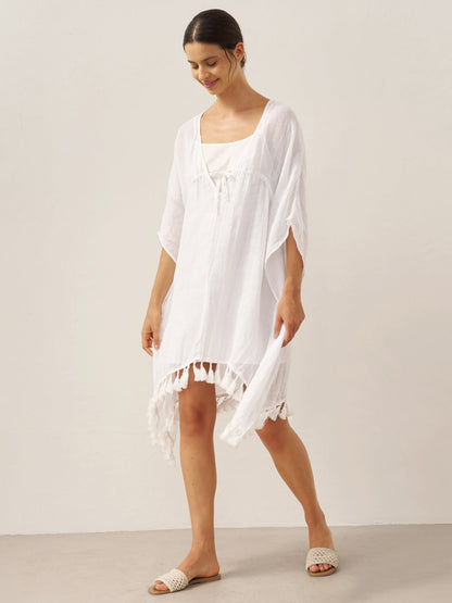 Linen V-Neck Cover-Up and Slip Dress Set CASS
